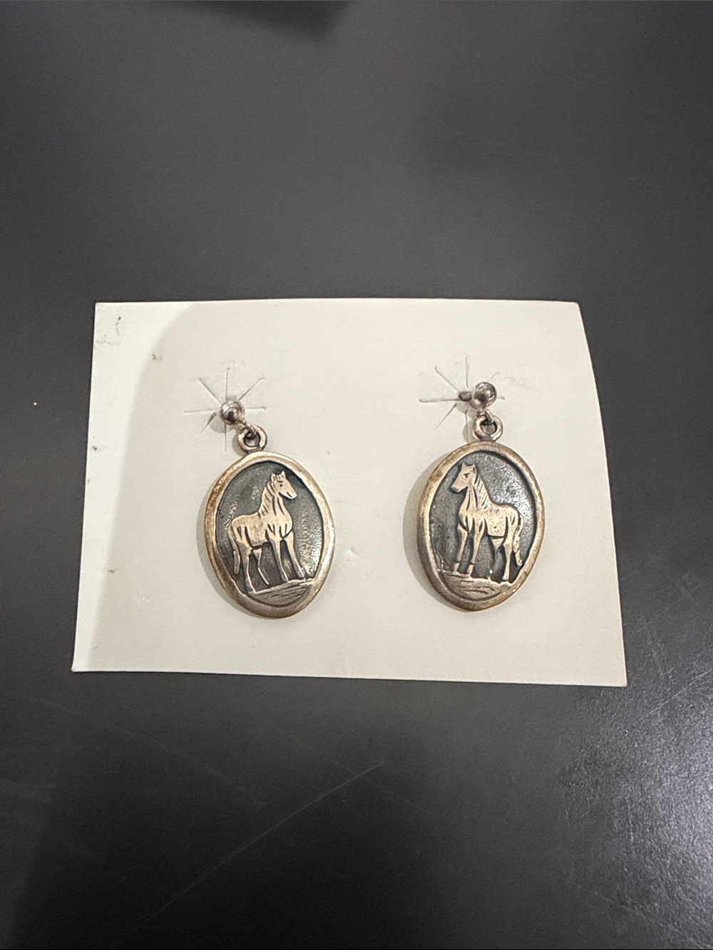 Native American Sterling Silver Horse Dangle Earrings
